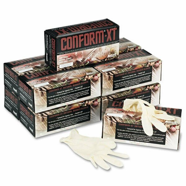 Ansell TouchNTuff 69-318, Latex Disposable Gloves, Latex, Powder-Free, M, 100 PK, Beige 69318M